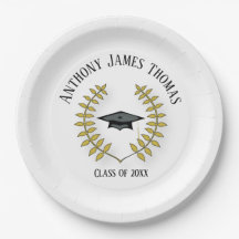 Afstudeerder pet en bladpapier Borden 9 inch