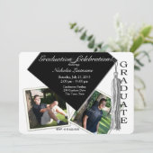 Afstudeerder Pet en kwastje met foto's Kaart (Staand voorkant)