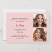 Afstudeerder Pet en Roze Bloemen 3 Foto Ze deed he Aankondiging (Achterkant)