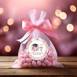 Afstudeerder Pet en Roze Bloemen Ze deed het Ronde Sticker