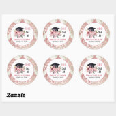 Afstudeerder Pet en Roze Bloemen Ze deed het Ronde Sticker (Vel)