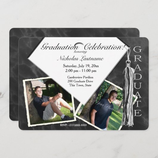 Afstudeerder Pet en Tassel Twin Foto Kaart (Voorkant / Achterkant)