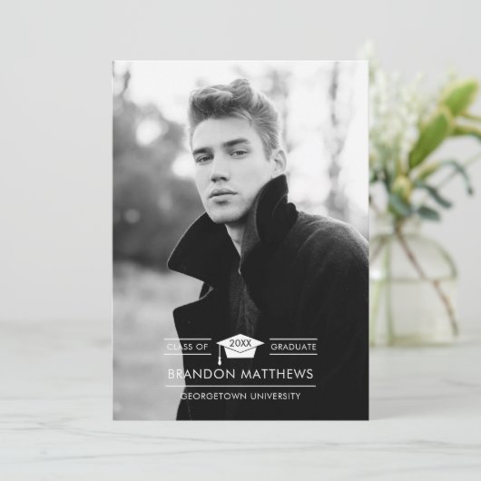 Afstudeerder Pet Foto Afstuderen Aankondiging (Staand voorkant)