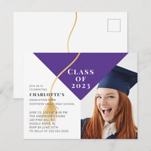 Afstudeerder Pet Foto Afstuderen Uitnodiging (Voorkant / Achterkant)