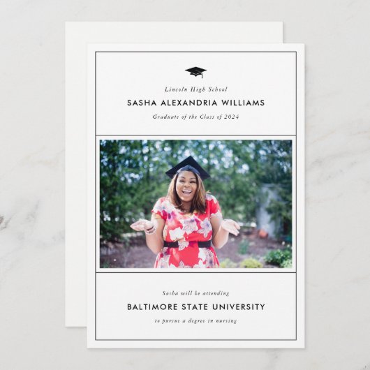 Afstudeerder Pet Foto Combo Aankondiging en Uitnod (Voorkant / Achterkant)