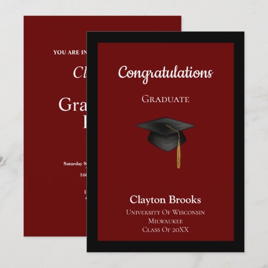 Afstudeerder Pet Graduation Party Kaart (Voorkant / Achterkant)