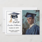 Afstudeerder Pet Hij deed het 3 foto Afstuderen Aankondiging (Voorkant)