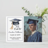 Afstudeerder Pet Hij deed het 3 foto Afstuderen Aankondiging (Staand voorkant)