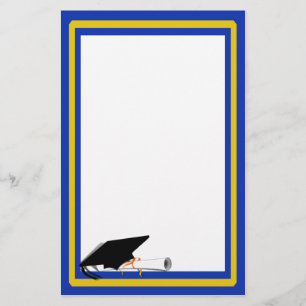 Afstudeerder Pet kantelen met schoolkleuren blauw  Briefpapier