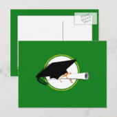 Afstudeerder Pet Kantelen met schoolkleuren Groen  Briefkaart (Voorkant / Achterkant)
