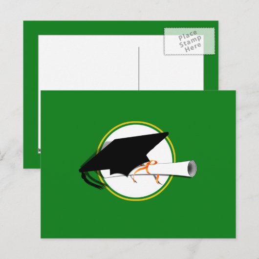 Afstudeerder Pet Kantelen met schoolkleuren Groen  Briefkaart (Voorkant / Achterkant)