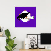 Afstudeerder Pet kantelen met schoolkleuren Paars  Poster (Thuiskantoor)