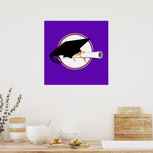 Afstudeerder Pet kantelen met schoolkleuren Paars  Poster (Keuken)