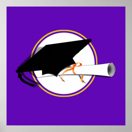 Afstudeerder Pet kantelen met schoolkleuren Paars  Poster (Voorkant)