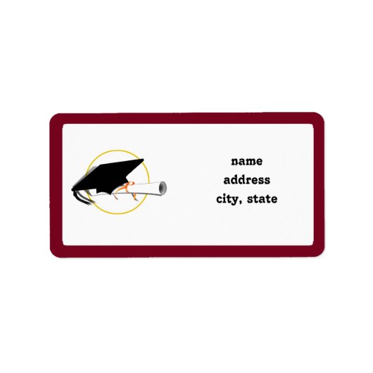 Afstudeerder Pet kantelen met schoolkleuren rood e Etiket (Voorkant)