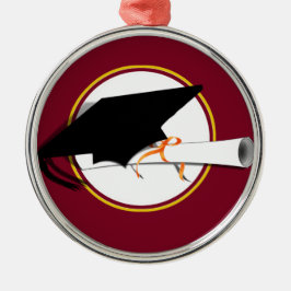 Afstudeerder Pet kantelen met schoolkleuren rood e Metalen Ornament