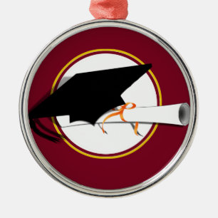 Afstudeerder Pet kantelen met schoolkleuren rood e Metalen Ornament