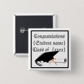 Afstudeerder Pet Kantelen met schoolkleuren Vierkante Button 5,1 Cm (Voorkant /achterkant)