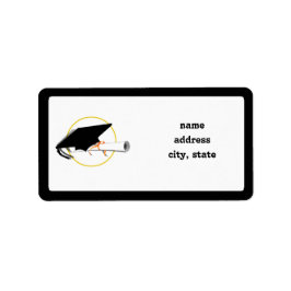 Afstudeerder Pet kantelen op zwarte achtergrond Etiket