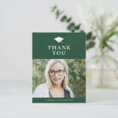 Afstudeerder Pet Klassiek Groen Afstuderen Dank u  Briefkaart (Staand voorkant)