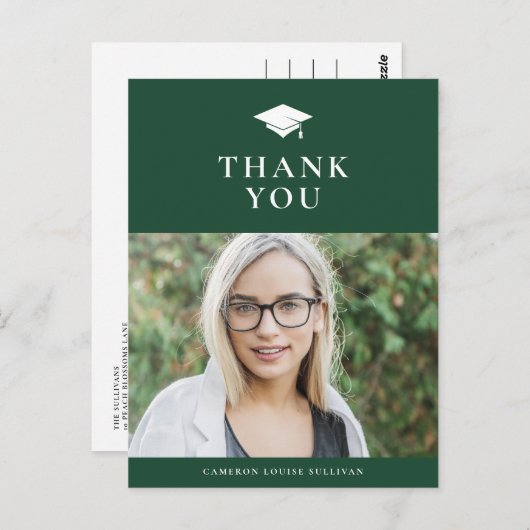 Afstudeerder Pet Klassiek Groen Afstuderen Dank u  Briefkaart (Voorkant / Achterkant)