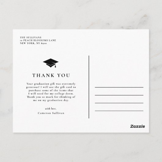 Afstudeerder Pet Klassiek Groen Afstuderen Dank u  Briefkaart (Achterkant)