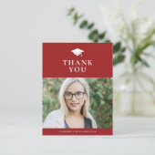 Afstudeerder Pet Klassiek rood Afstuderen Dank u Briefkaart (Staand voorkant)
