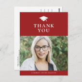 Afstudeerder Pet Klassiek rood Afstuderen Dank u Briefkaart (Voorkant / Achterkant)