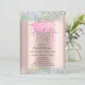 Afstudeerder Pet, Kleurrijke Confetti Roos Goud Af Kaart (Staand voorkant)