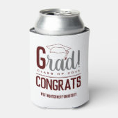 Afstudeerder Pet Maroon en Gray Blikjeskoeler (Blikje Voorkant)