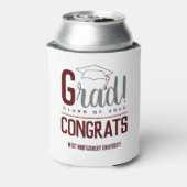 Afstudeerder Pet Maroon en Gray Blikjeskoeler (Blikje Achterkant)