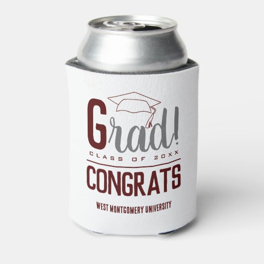 Afstudeerder Pet Maroon en Gray Blikjeskoeler (Blikje Achterkant)