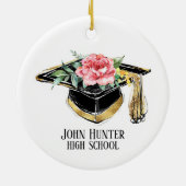 Afstudeerder Pet met bloemen Afstuderen keepomwill Keramisch Ornament (Achterkant)