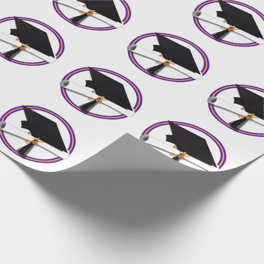 Afstudeerder Pet met diploma's - Schoolkleuren Paa Cadeaupapier (Hoek)