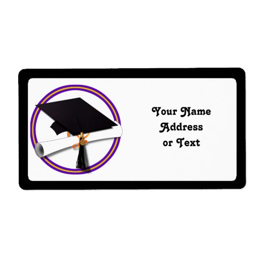 Afstudeerder Pet met diploma's - Schoolkleuren Paa Etiket (Voorkant)