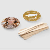 Afstudeerder Pet Modern Afstuderen Foto Goud Handwaaier (Niet-gemonteerd)