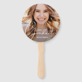 Afstudeerder Pet Modern Afstuderen Foto Goud Handwaaier (Voorkant)