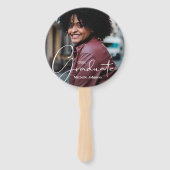 Afstudeerder Pet Modern Afstuderen Foto Paarse Han Handwaaier (Voorkant)