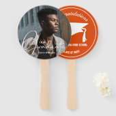 Afstudeerder Pet Modern Afstuderen Foto Sinaasappe Handwaaier (Voorkant en achterkant)