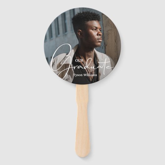 Afstudeerder Pet Modern Afstuderen Foto Sinaasappe Handwaaier (Voorkant)