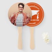 Afstudeerder Pet Modern Afstuderen Foto Sinaasappe Handwaaier (Voorkant en achterkant)