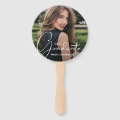 Afstudeerder Pet Modern Afstuderen Foto Zwart Handwaaier (Voorkant)