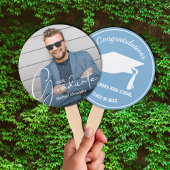 Afstudeerder Pet Modern Afstuderen Fotopoeder Blau Handwaaier