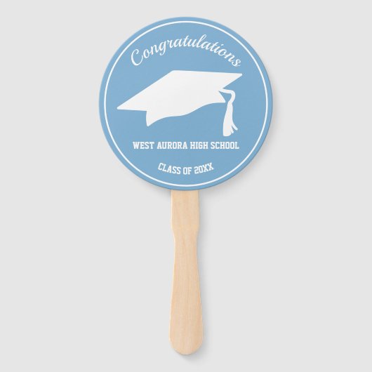 Afstudeerder Pet Modern Afstuderen Fotopoeder Blau Handwaaier (Achterkant)