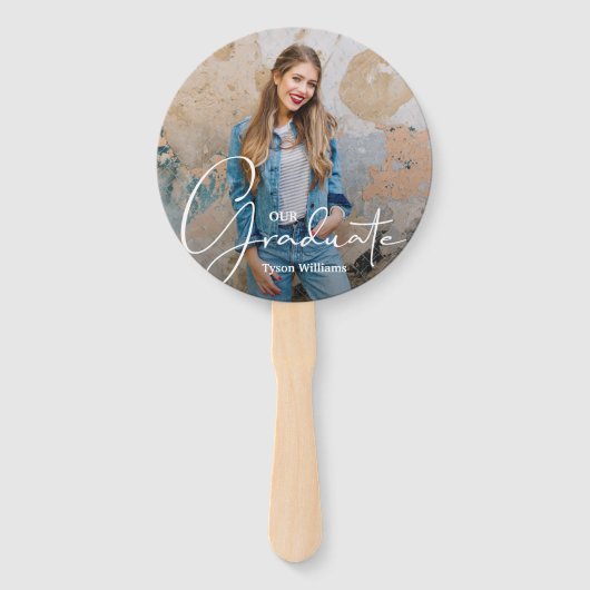 Afstudeerder Pet Moderne Afstuderen foto kardinaal Handwaaier (Voorkant)