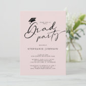 Afstudeerder Pet Moderne kalligrafie Blush Graduat Kaart (Staand voorkant)