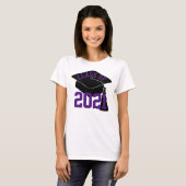 Afstudeerder Pet Paarse Klasse van 2024 T-shirt (Voorkant volledig)