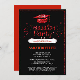Afstudeerder Pet Red Glitter 2018 Graduation Party Kaart