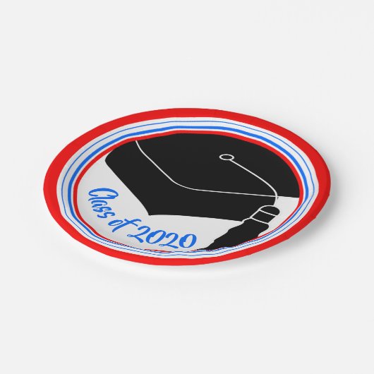 Afstudeerder Pet Rood wit en blauw jaar Papieren Bordje (Gekanteld)