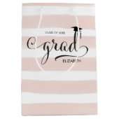Afstudeerder Pet Roze strepen Medium Cadeauzakje (Voorkant)